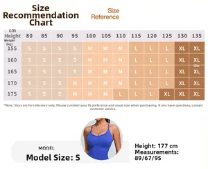 Comprehensive size chart for yoga sets showing height, weight, and S-XL measurements