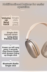 Detail view of the control buttons on the wireless headphone for volume and track management