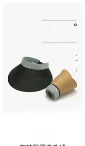 Detail showing UPF 50+ UV protection fabric and stylish metal G logo on sun visor hats