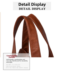 Macro shot of durable brown leather handles with precision sewing and lychee texture