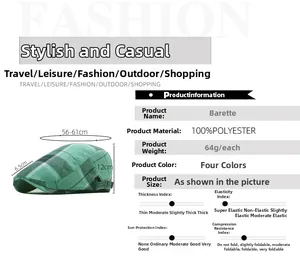Detailed chart showing size 56-61cm and 100% polyester fabric for green plaid beret