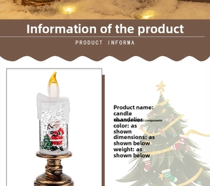 Detail of Santa Claus snow globe candle lamp with PVC base and sparkling LED light