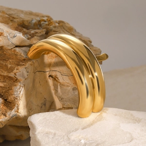 Elegant gold polished stainless steel hair stick hairpins set on natural stones