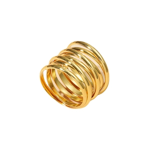 Minimalist multi-layer gold stacked ring with wide multi-strand coil design for women