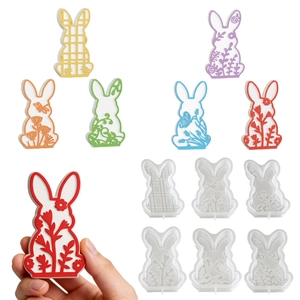 Rabbit Silicone Mold 3D Patterned Easter Bunny For Resin Casting Candle Making DIY Handmade Flexible Reusable Baking