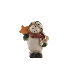 Creative resin Christmas snowman figurine with red scarf and green hat for table decor