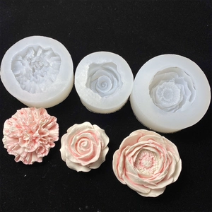 3D silicone flower molds set for DIY carnation and peony aromatherapy candle making