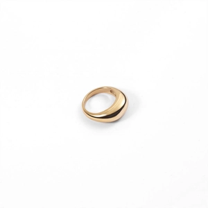 Polished 18K gold plated thick dome ring with a minimalist glossy mirror finish for women