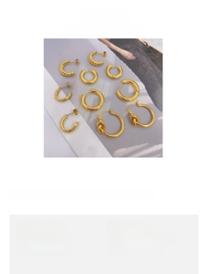 Detailed variety of 18K gold plated hoop earrings with twisted and knot designs