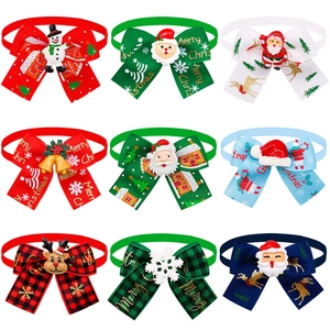 Set of 9 Christmas themed pet bowties with Santa and Reindeer resin charms
