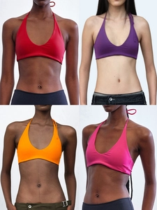 Halter Neck Tank Top Acrylic Spandex Slim Fit Backless Solid Color Yoga Beach Camisole For Women With Chest Pads
