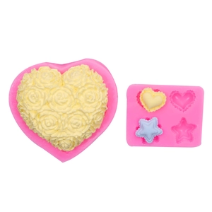 Molde De Silicona Rosa Corazón Estrella Para Decoración De Pasteles Chocolate Repostería Fondant DIY San Valentín