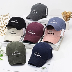 Distressed cotton baseball cap with California embroidery in eight varied colors