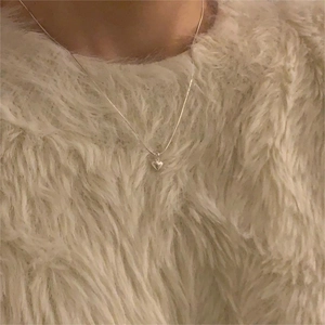 Minimalist 925 sterling silver heart pendant necklace on thin snake chain for women
