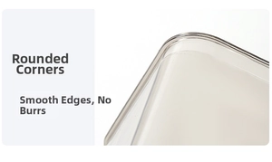 Close-up of smooth rounded corners on the transparent tissue box with polished edges