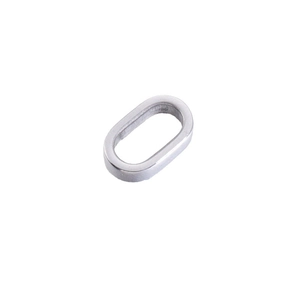 Polished silver oval stainless steel ring link for DIY necklace and bracelet jewelry