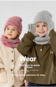 Conjunto de punto de invierno para niños con gorro suave, bufanda y guantes de colores
