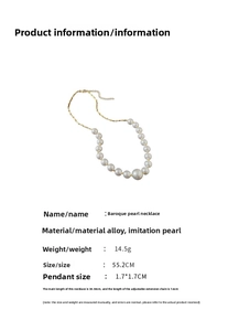 Tabella taglie collana di perle barocche con lunghezza totale di 55,2 cm e dettagli