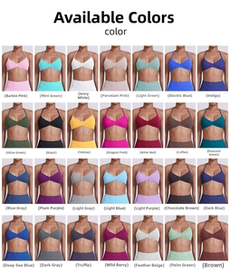 Selection of 28 solid colors for seamless halter neck sports bras for yoga and fitness