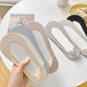 Women Invisible Boat Socks Thin Mesh Ice Satin Cotton Bottom Low Cut Non-Slip Breathable Summer No-Show Socks