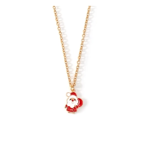 Festive gold Santa Claus pendant necklace with red enamel detail for Christmas jewelry
