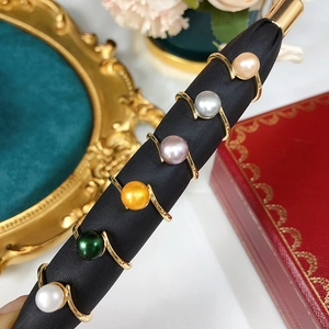 Minimalist Freshwater Pearl Ring For Women Adjustable Open Design Elegant Jewelry Multi Color Alloy Accessories