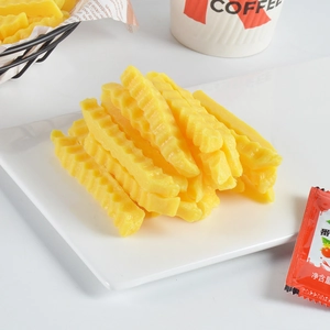 Realistic PVC wavy French fries model for creative food display and kitchen props