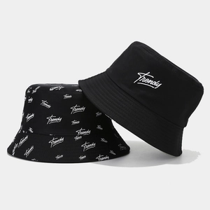 Chapeau Bob Coton Broderie Lettres Réversible Protection Solaire Large Bord Casual Streetwear Accessoire Unisexe