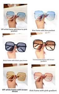 Collection of square frame sunglasses with gradient lenses in six trendy color variants