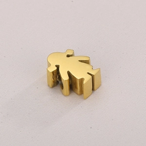 Polished gold stainless steel girl-shaped charm bead for DIY necklaces and bracelets