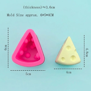 Pink silicone cheese mold for making mousse cake and pudding with yellow cheese finish