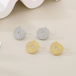 Twisted spiral round stainless steel stud earrings in gold and silver finishes