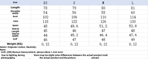 Detailed size chart for printed kimono top and pants set showing CM measurements for XS to L
