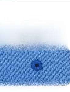 Detail of breathable eyelet design on washed cotton baseball cap with twill texture
