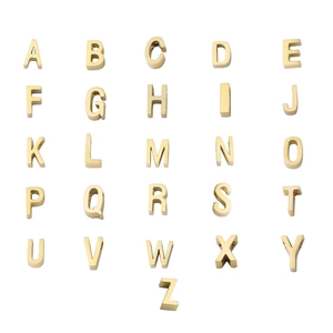 Mirror polished gold stainless steel beads set featuring 26 letters from A to Z