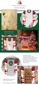 Detailed view of Merry Christmas banners with Santa and snowman on high-quality fabric