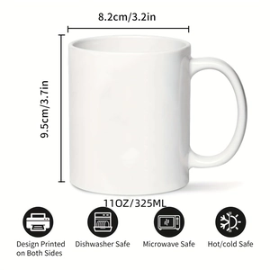 Dimensioni e capacità della tazza in ceramica a sublimazione con icone di compatibilità