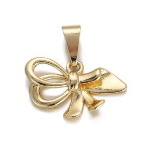 Exquisite 18K gold butterfly pendant with polished finish and large bail for jewelry DIY