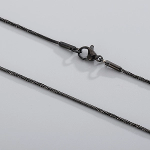 Elegant black stainless steel twisted snake chain necklace with secure lobster clasp