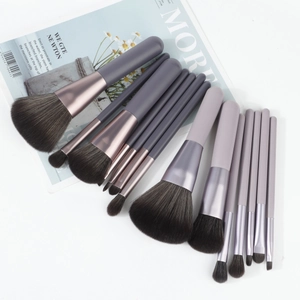 13-piece morandi purple makeup brush set with soft synthetic bristles for professional use
