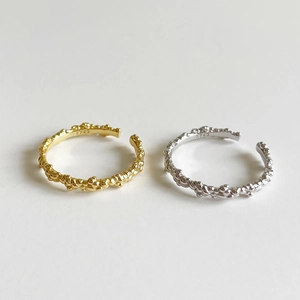 S925 Sterling Silver Ring Irregular Lava Texture Bubble Design Adjustable Open Finger Jewelry For Women Fashion