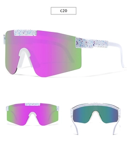 Outdoor sports sunglasses with splatter texture frame and gradient mirrored lenses