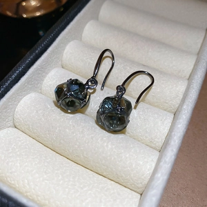 Détail du pendentif rond en cristal géométrique et crochet de boucle d'oreille noir