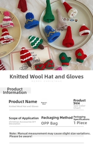 Detailed close-up of mini knitted Christmas hats and gloves for DIY festive decorations