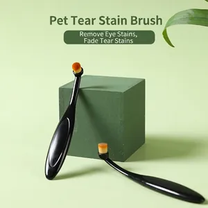 Lot de deux brosses de nettoyage pour taches de larmes d'animaux avec poils souples orange