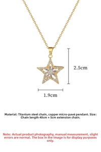 Details zum goldenen Sternanhänger, Maße 2.5x1.9cm und 40+5cm Titanstahl-Halskette