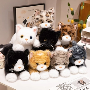 Realistic Simulation Cat Plush Toy Lifelike Stuffed Animal Kitten Doll Soft Mink Fabric Home Decor Gift For Kids