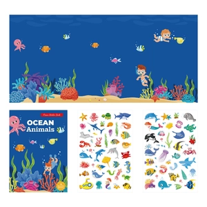 Reusable ocean animal sticker book for kids with 72 stickers and creative DIY scenes