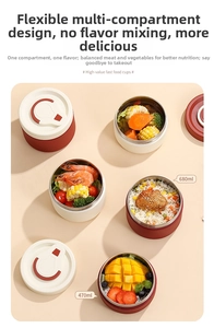 680ml and 470ml vacuum sealed 304 stainless steel lunch boxes with food storage