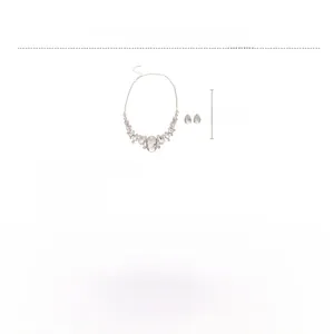 Detailed size and weight specs for silver teardrop rhinestone necklace and earrings set